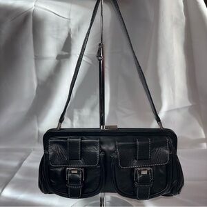Charles David Black Leather Small Shoulder Purse Bag